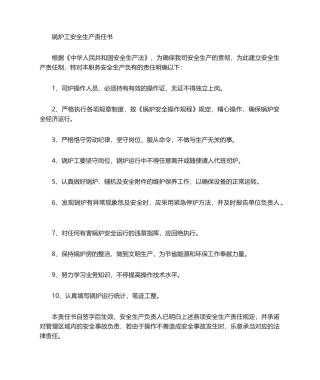 2025年司炉工安全责任书