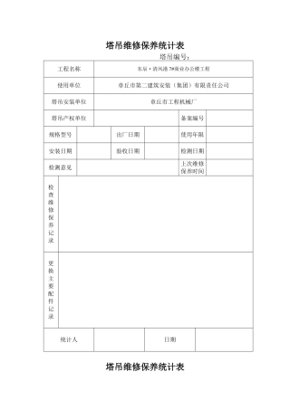 2025年塔吊维修保养记录表