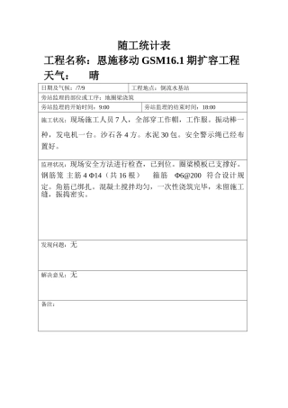 2025年随工记录表