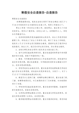2025年寒假安全自查报告自查报告