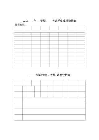 2025年成绩登记表分析表