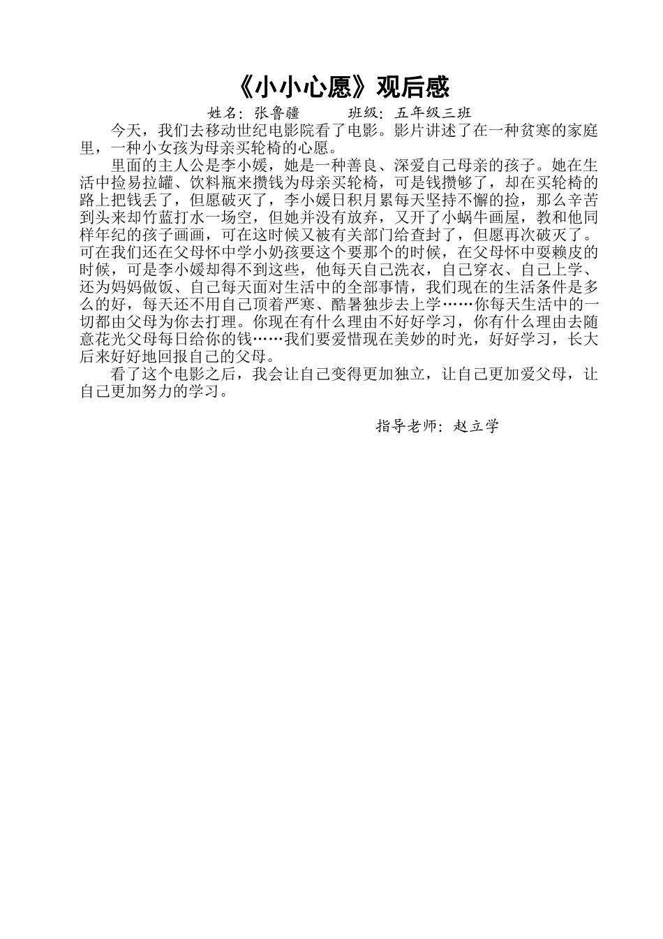 2025年小小心愿观后感_第1页