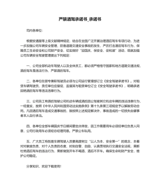 2025年严禁酒驾承诺书承诺书