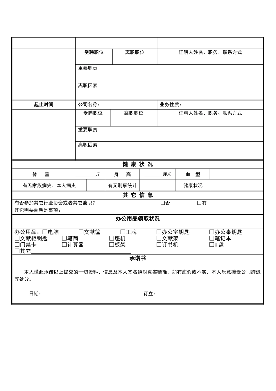 2025年入职登记表模板_第2页
