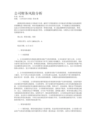 2025年企业财务风险分析