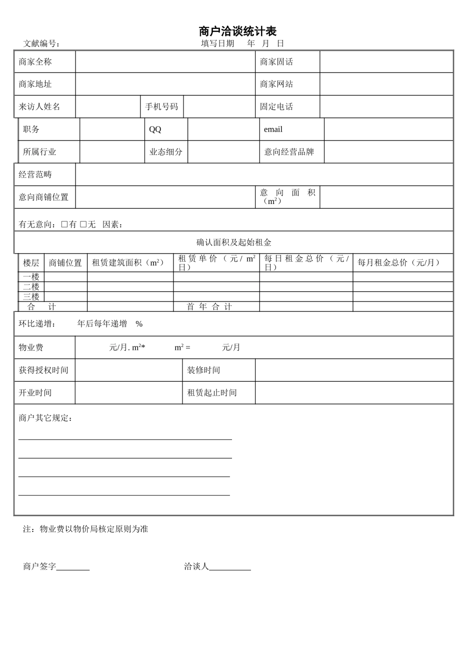 2025年商户洽谈记录表_第1页