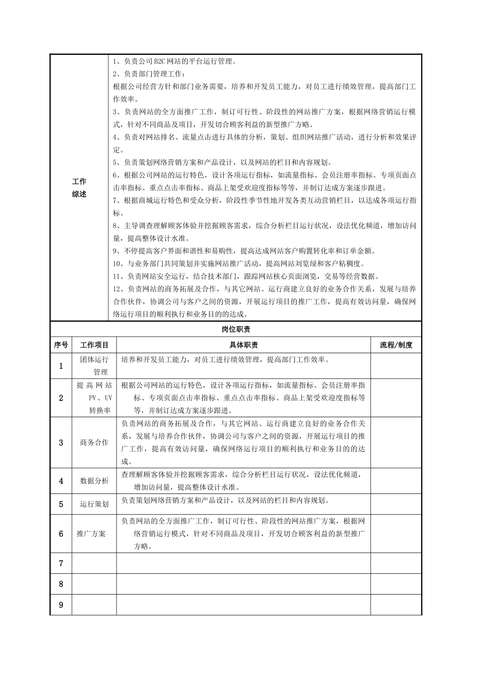 2025年岗位职责说明书模板_第2页