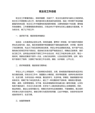 2025年班主任工作总结文本