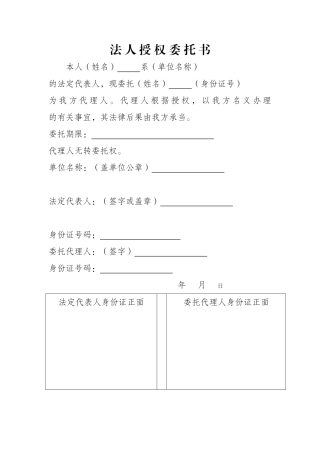 2025年法人授权委托书正式版