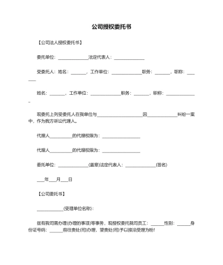 2025年公司授权委托书