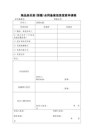 2025年合同备案变更申请表
