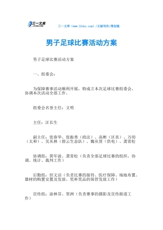 2025年策划方案男子足球比赛活动方案
