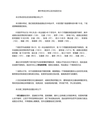 2025年高二英语期中考试分析及总结