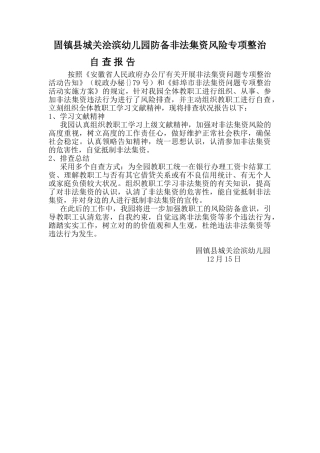 2025年幼儿园非法集资自查报告