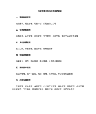 2025年行政工作六大板块