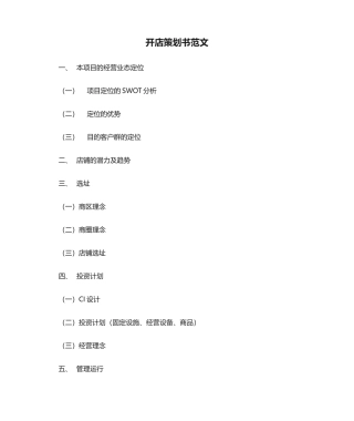 2025年开店策划书范文