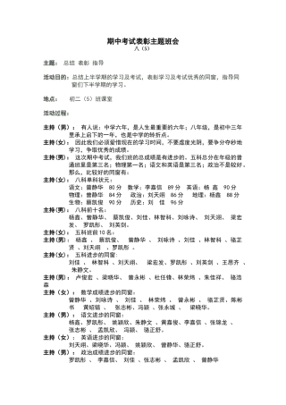 2025年期中考试表彰主题班会