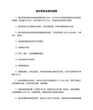 2025年潜水泵安全操作规程