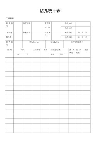 2025年钻孔记录表