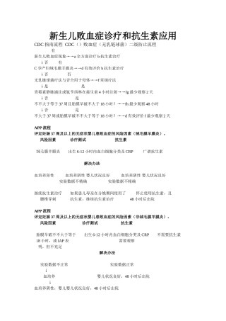 2025年新生儿败血症诊断和抗生素使用指南