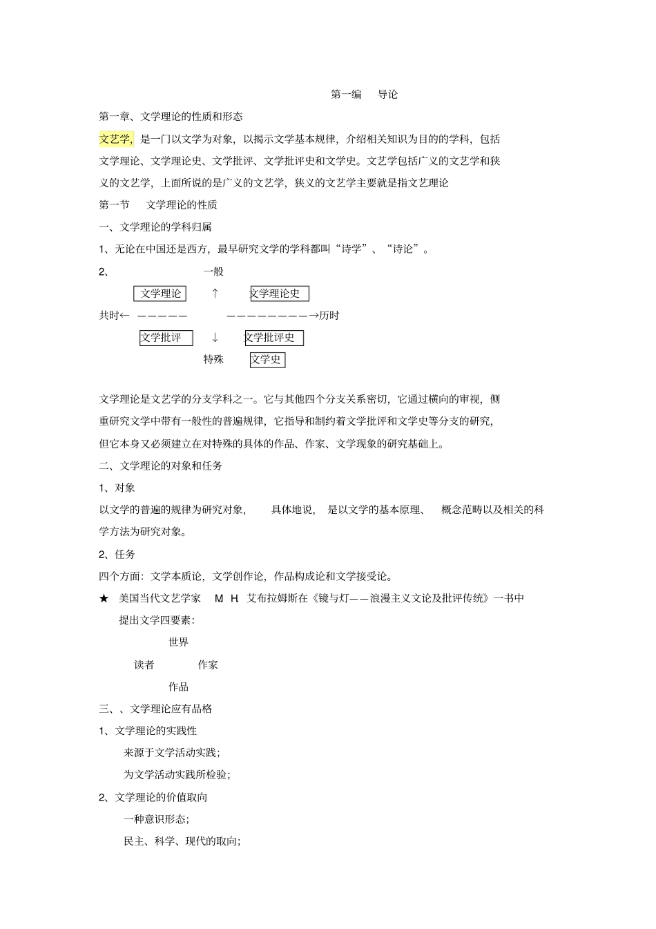 文学理论-童庆炳文学理论教程完整笔记_第1页