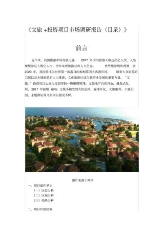 文旅投资项目场调研报告目录
