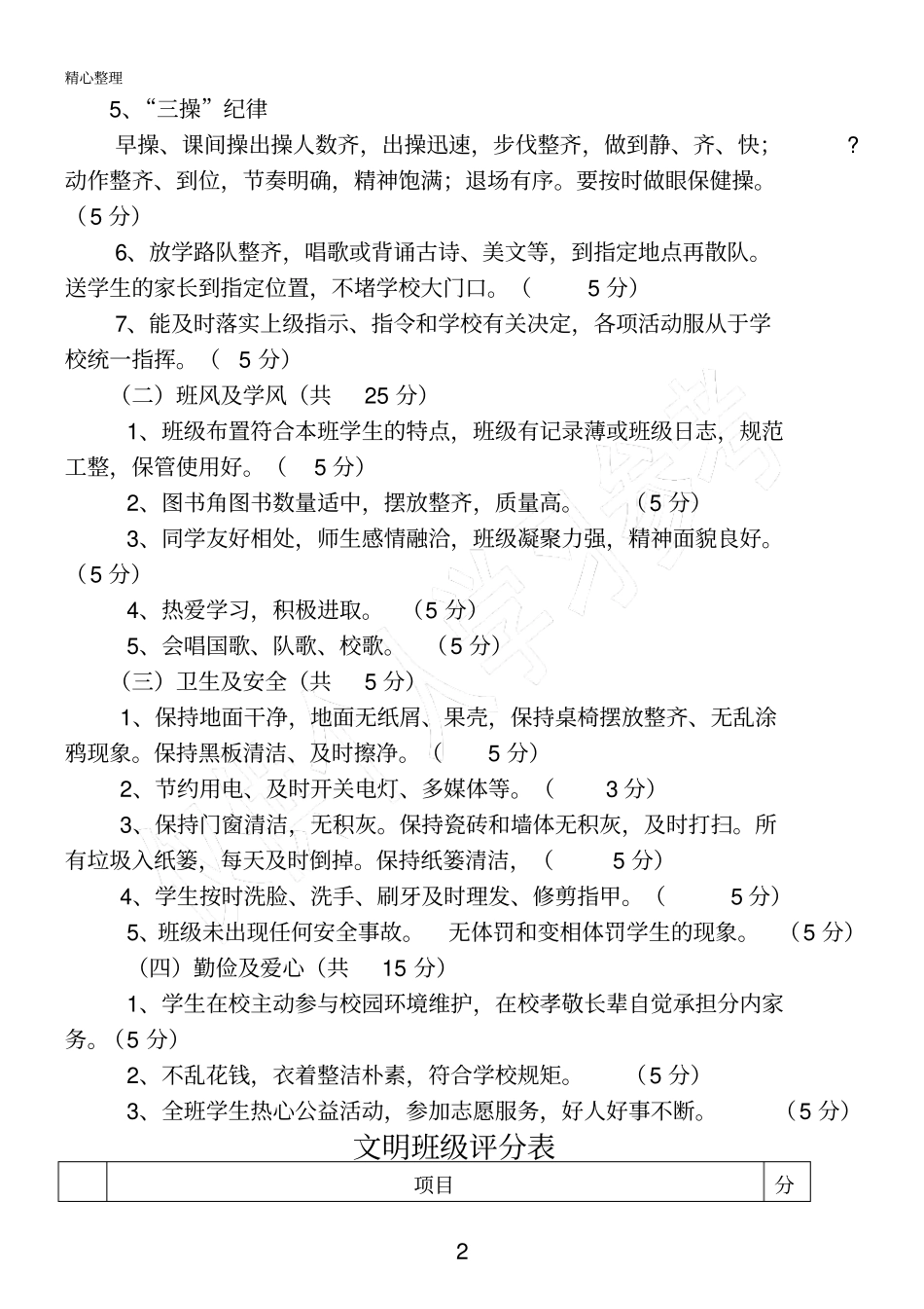 文明班级评比标准及评分表_第2页