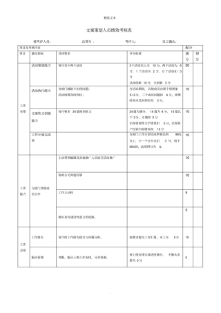 文案人员绩效考核