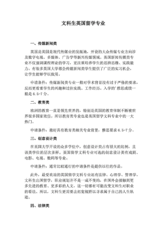 文科生英国留学专业