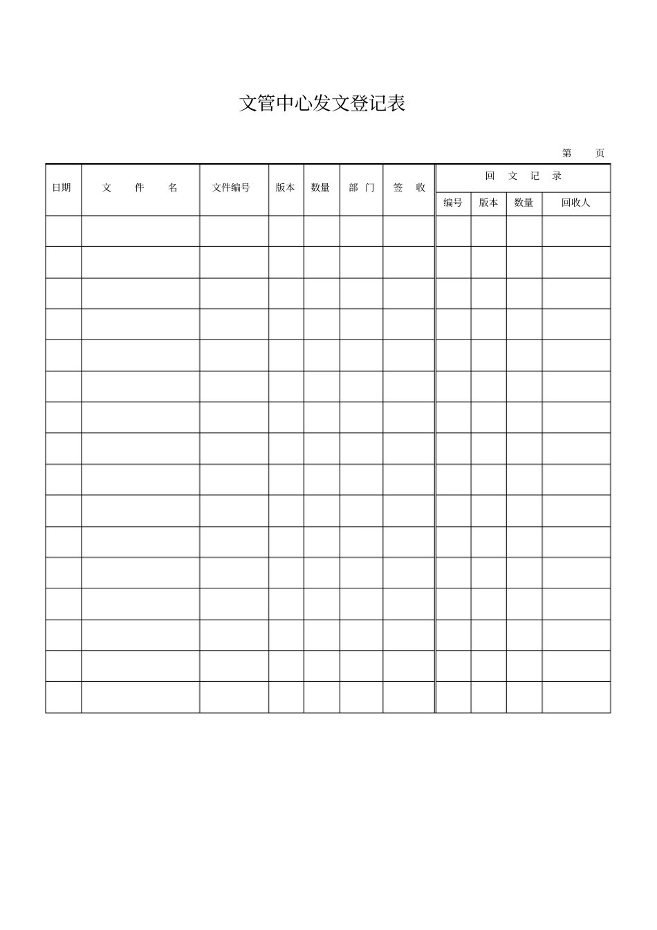 文管中心发文登记表模板_第1页