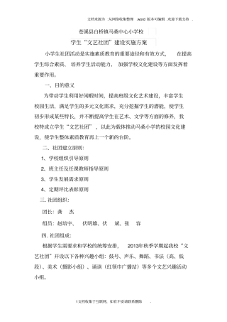 文艺社团建设实施方案