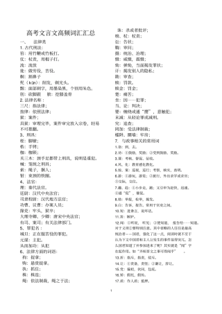 文言文高频词汇汇总,推荐文档