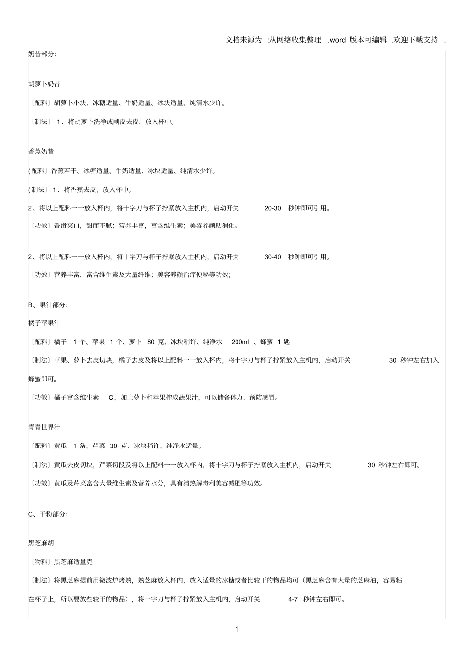 料理机各类食谱大全_第1页