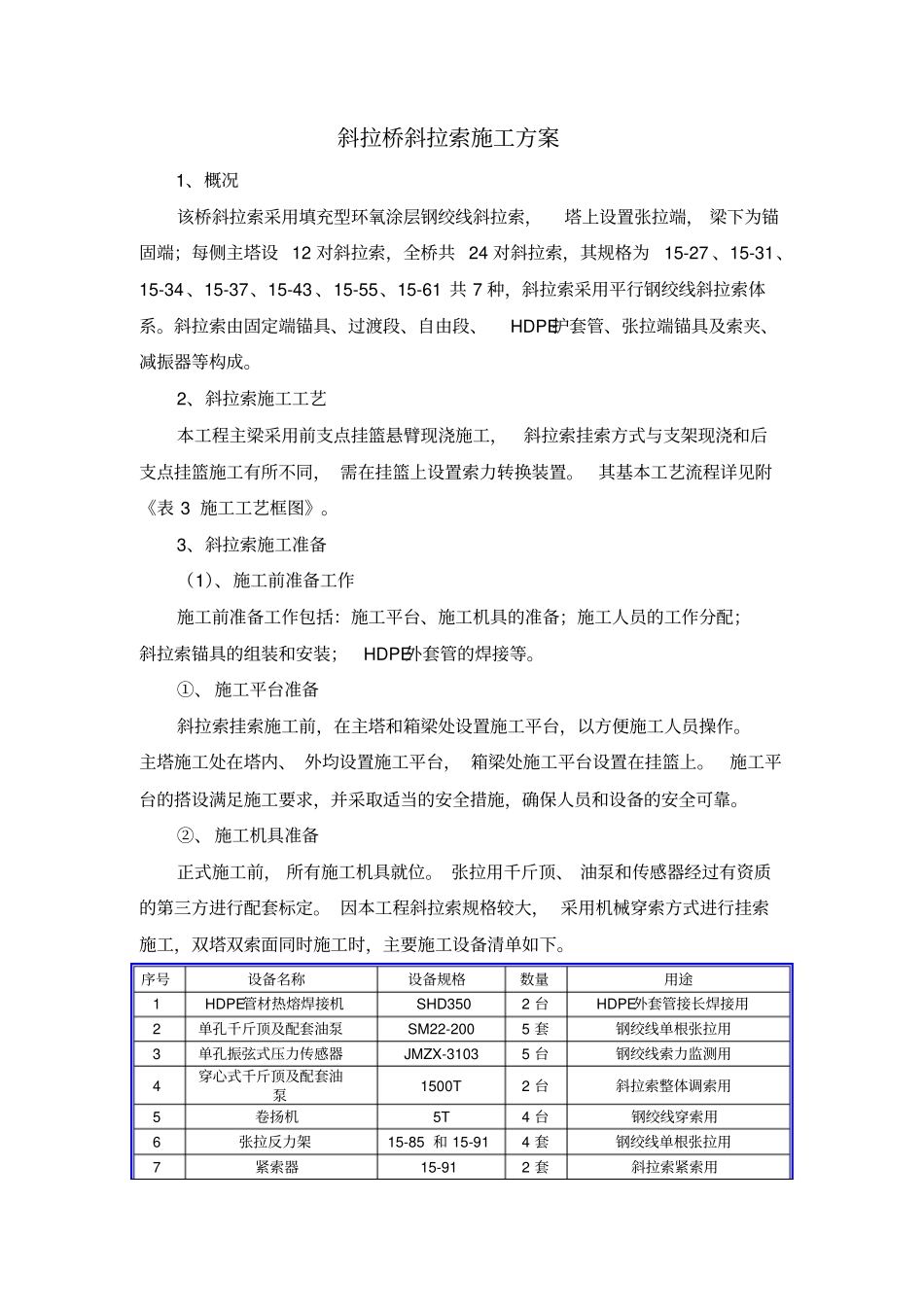 斜拉桥斜拉索施工方案_第1页