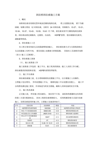 斜拉桥斜拉索施工方案