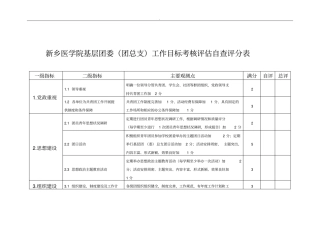 新乡医学院基层团委团总支工作目标考核评价自查评分表方案