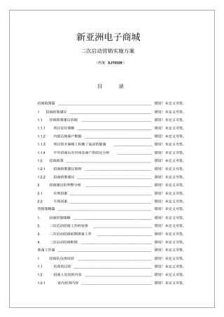 新亚洲电子商城二次启动营销实施方案