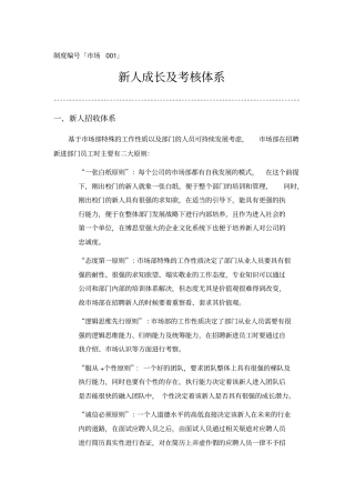 新人成长及考核体系
