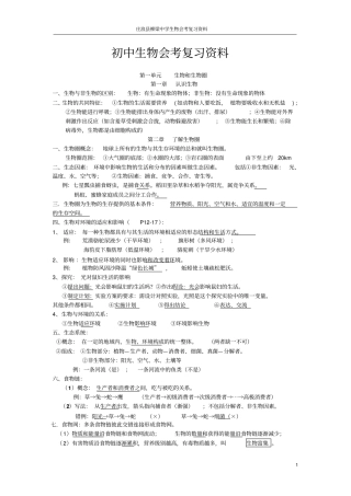 新人教版-初中生物会考知识点复习资料讲解