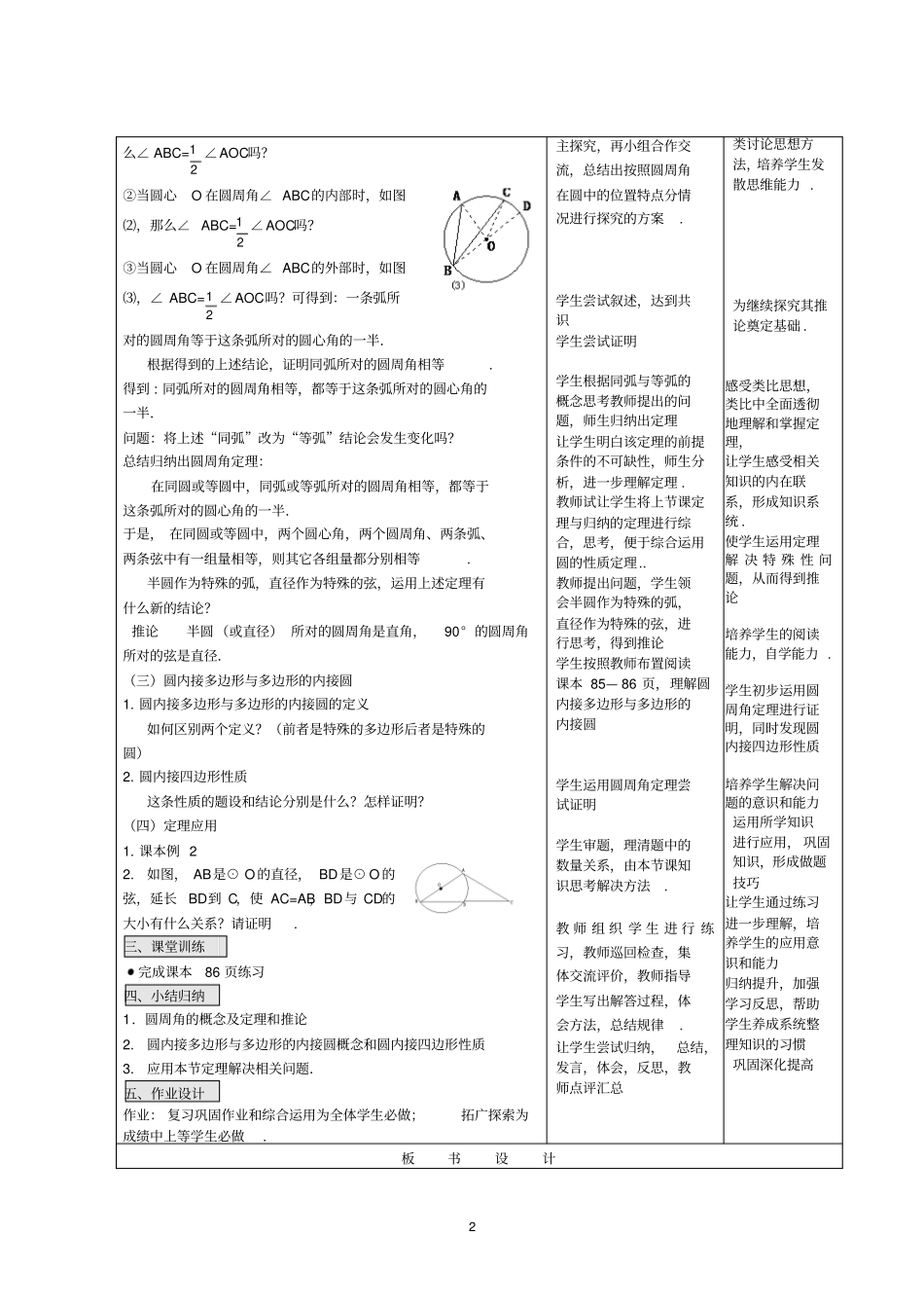 新人教版九年级上册数学圆周角定理优质课教学设计完美版_第2页