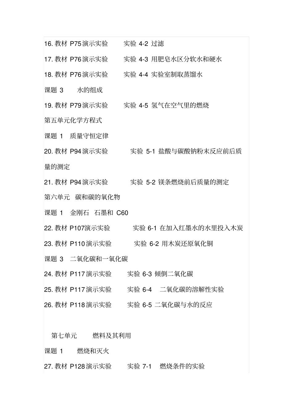 新人教版九年级化学试验目录资料_第3页