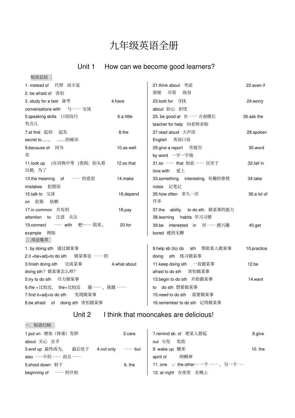 新人教版九年级英语短语_第1页