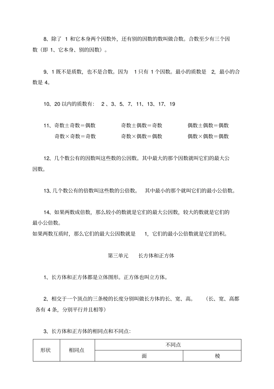 新人教版五年级数学下册基础知识复习资料_第2页