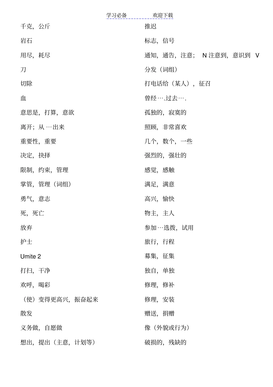 新人教版八年级下英语单词默写_第2页