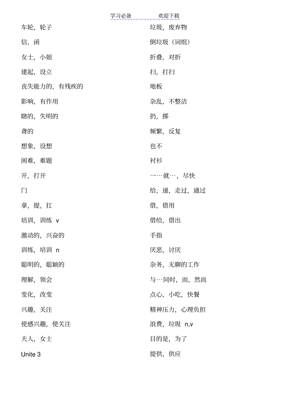 新人教版八年级下英语单词默写_第3页