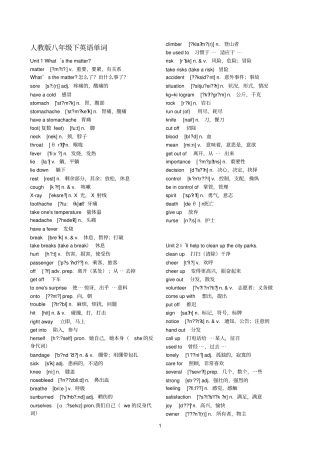 新人教版八年级英语下册单词表含音标