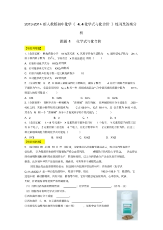 新人教版初中化学4化学式与化合价练习含答案