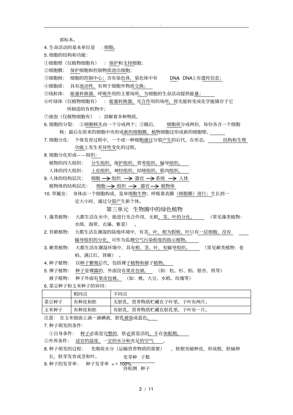 新人教版初中生物全必背知识点汇总_第2页