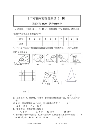 新人教版轴对称综合测试B及答案完美版