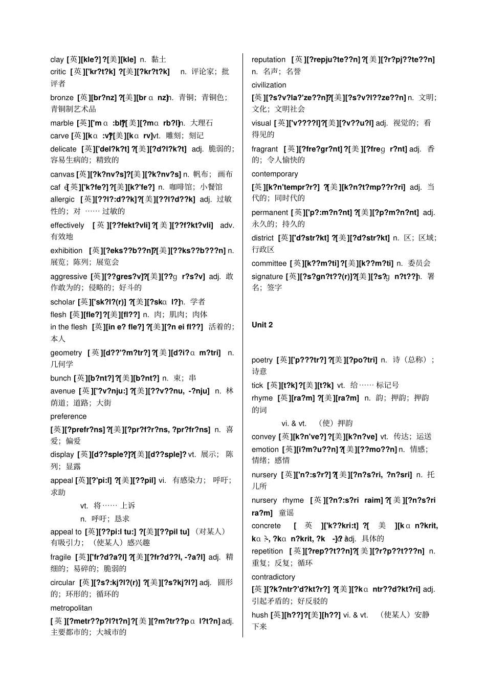 新人教版高中英语选修六至选修八单词带音标_第2页